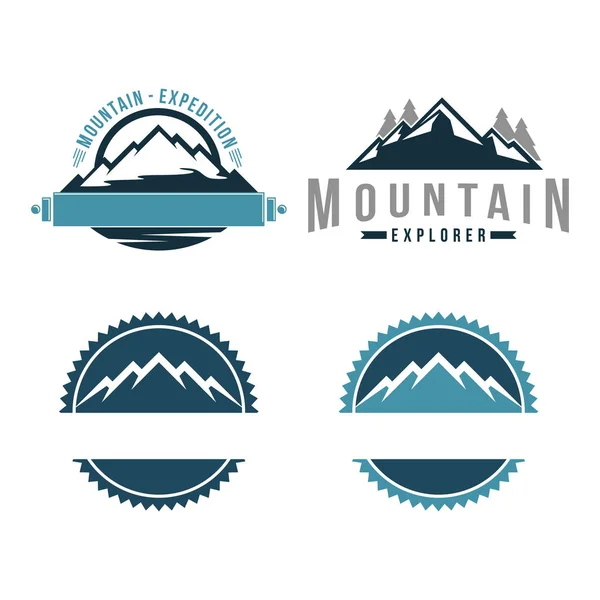 Set di emblemi di francobolli per spedizione e viaggio in montagna — Vettoriale Stock
