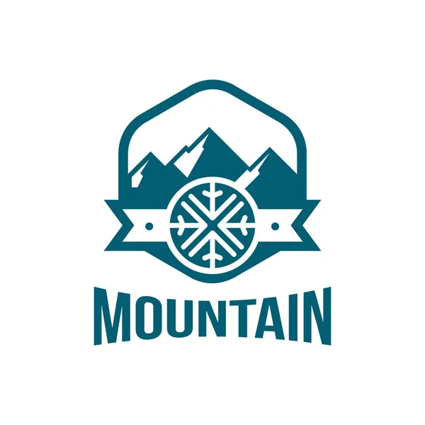 Premium Mountain Snowflakes Logo in Sechseckform — Stockvektor