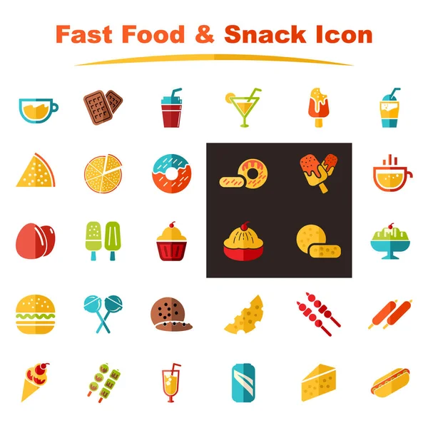 Cercle coloré Snack et Fast Food Icône isolé Symbole — Image vectorielle