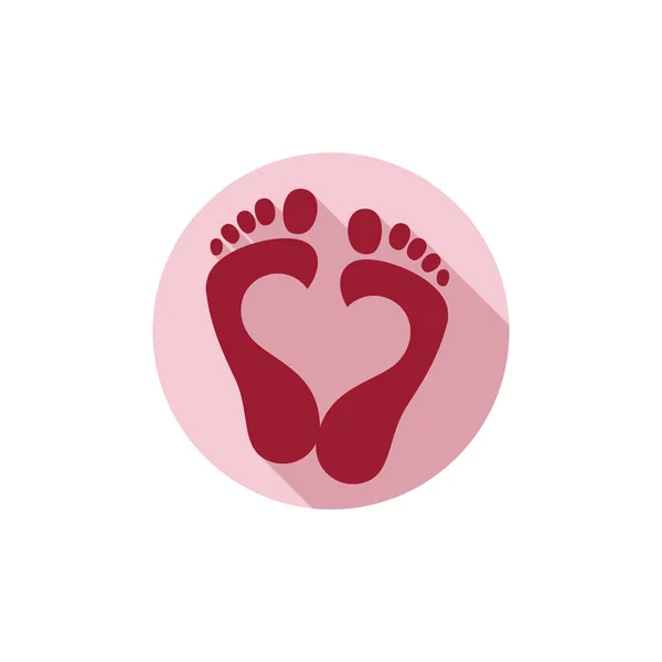 Love Heart Ayak Baskı Ayak Ayak Ayak Ayak Ayak Logo İşareti — Stok Vektör