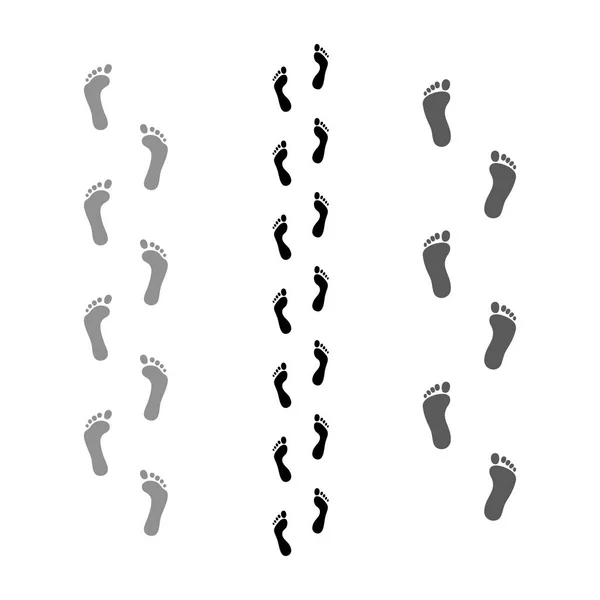 Lopen blote voetafdruk footprint voetstap silhouet illustratie — Stockvector