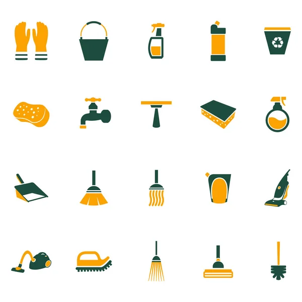 Nettoyage simple Sanitaire Outil de lavage Icône Collection — Image vectorielle