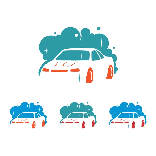 Lavage de voiture propre avec des savons de plumes - Illustration de logo d'entreprise — Image vectorielle