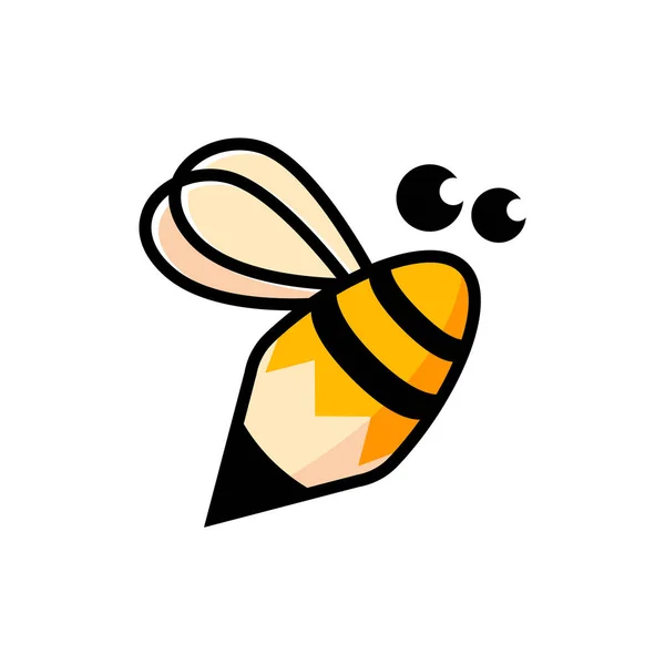 Linda avispa de abejas volando en forma de lápiz carácter mascota — Vector de stock