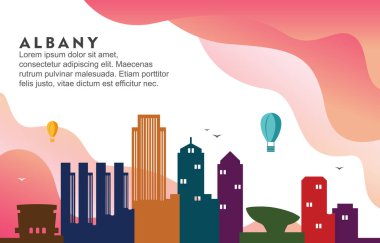 Albany New York Şehir Binası Skyline Dinamik Arkaplan Resimleri