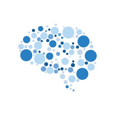 Beyin Biçiminde Mavi Noktalar Nöron Sağlık Eğitim Teknolojisi