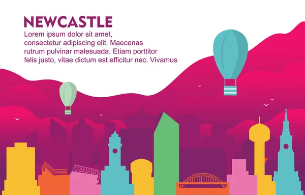 Newcastle City Building Paysage Urbain Illustration Fond Dynamique Skyline — Image vectorielle