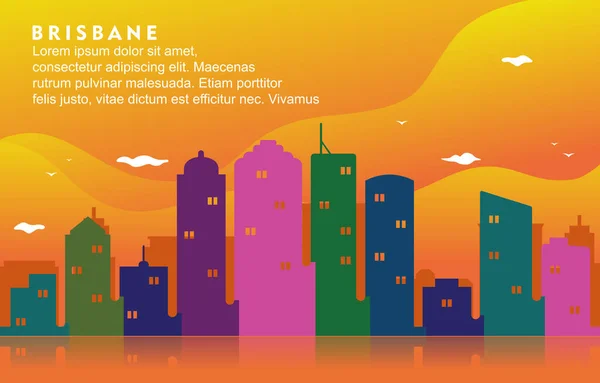 Brisbane Australia City Building Cityscape Skyline Ilustração Dinâmica Fundo —  Vetores de Stock