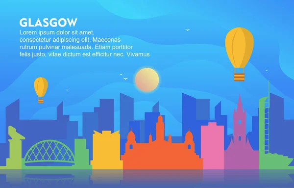 Glasgow City Building Stadtbild Skyline Dynamischer Hintergrund Illustration — Stockvektor