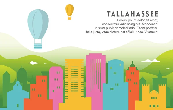 Tallahassee Florida City Building Cityscape Skyline Dynamic Background Illustration — 图库矢量图片