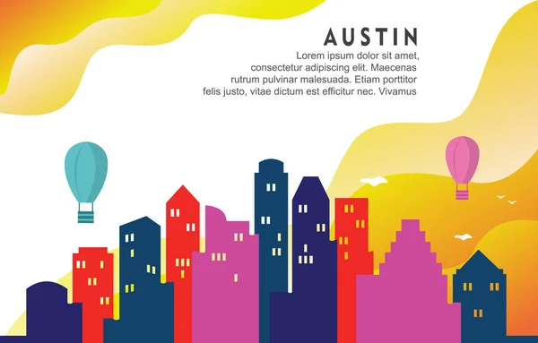 Austin Texas City Building Stadsbild Skyline Dynamisk Bakgrund Illustration — Stock vektor