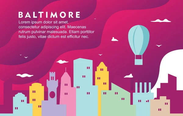 Baltimore Maryland City Building Paysage Urbain Skyline Illustration Fond Dynamique — Image vectorielle