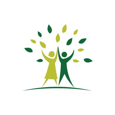 Dünyayı kurtarmak için Çift İnsan Ruhu Yeşil Logo
