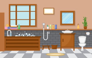 Japon Banyosu Geleneksel Banyo Stili Ahşap Aksanı İç Görüntü