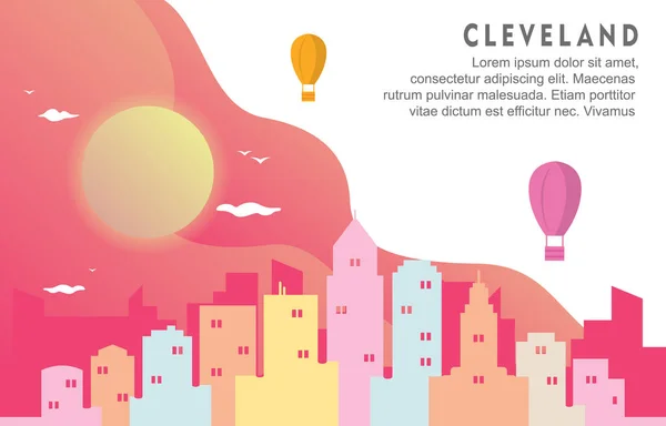Cleveland Ohio City Building Stadtbild Skyline Dynamischer Hintergrund Illustration — Stockvektor