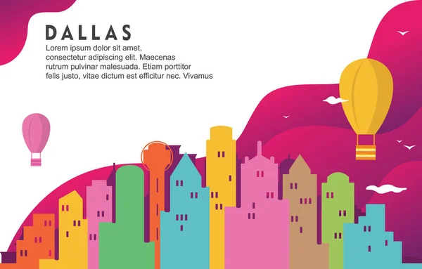 Dallas Texas City Building Cityscape Skyline Dynamic Background Illustration — Stock Vector