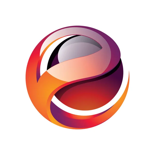 Letter Ball Sphere Tecnologia Astratta Icona Con Logo Rosso — Vettoriale Stock