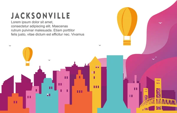 Jacksonville Florida City Building Cityscape Skyline Illustration Fond Dynamique — Image vectorielle