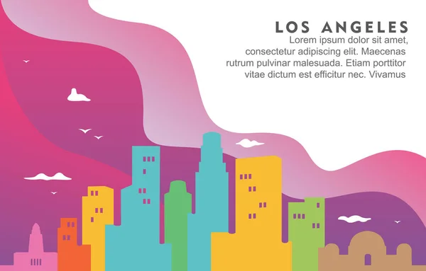 Los Angeles California City Building Cityscape Skyline Dynamische Achtergrond Illustratie — Stockvector