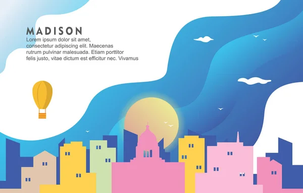 Madison Wisconsin City Building Paysage Urbain Illustration Fond Dynamique Skyline — Image vectorielle