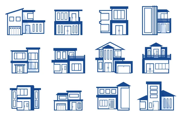 Casa Moderna Casa Imobiliária Ícone Símbolo Elemento Esboço — Vetor de Stock