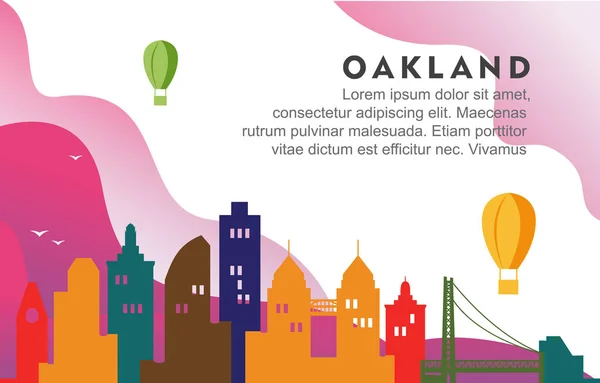 Oakland Washington City Building Cityscape Skyline Dynamisk Bakgrund Illustration — Stock vektor