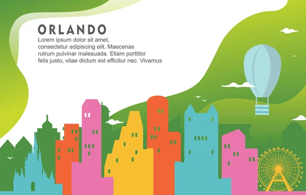 Orlando Florida City Building Paisaje Urbano Skyline Ilustración Dinámica Fondo — Archivo Imágenes Vectoriales