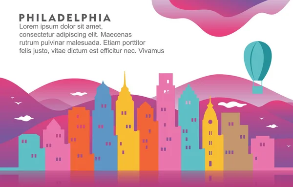 Philadelphie Pennsylvanie City Building Paysage Urbain Skyline Illustration Fond Dynamique — Image vectorielle