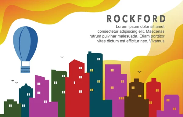 Rockford Illinois City Building Cscape Skyline Dynamic Background Illustration — 图库矢量图片