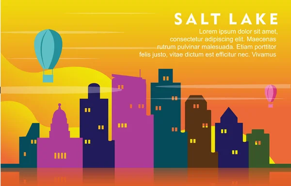 Salt Lake Utah City Building Cityscape Skyline Dynamic Background Illustration — Stock Vector