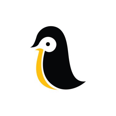 Basit Sevimli Küçük Penguen Vahşi Yaşam Logosu Simgesi