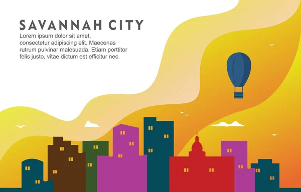 Savannah Georgia City Building Cityscape Skyline Dynamisk Bakgrund Illustration — Stock vektor