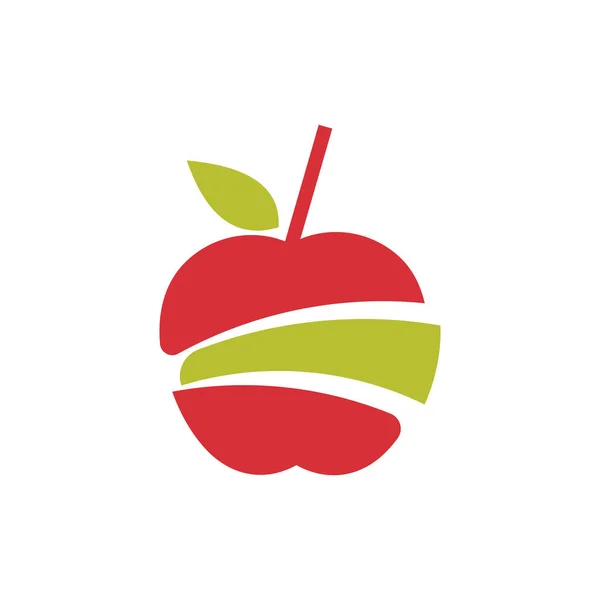 Logo Fruit Extrait Pulpe Jus Pomme Coupé Tranches — Image vectorielle