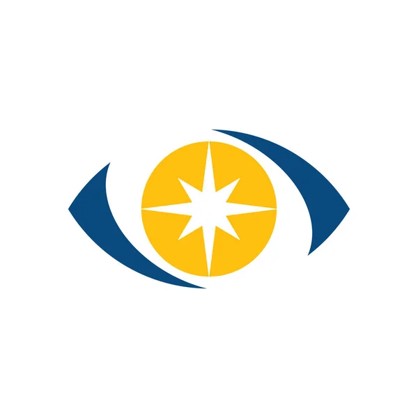 Güneş Yıldızı Göz Zleme Sağlık Güvenlik Logosu Sembolüne Gör — Stok Vektör