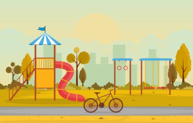 Sonbaharda Şehir Parkı Çocuk Oyun Alanında Ekipman Resimleriyle