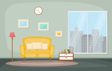 Lüks Lüks Lüks Oturma Odası Daire Daire Daire Mobilya Vektörü İllüstrasyonu