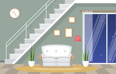 Lüks Lüks Lüks Oturma Odası Daire Daire Daire Mobilya Vektörü İllüstrasyonu