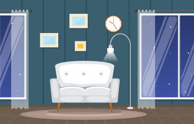 Lüks Lüks Lüks Oturma Odası Daire Daire Daire Mobilya Vektörü İllüstrasyonu