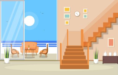 Lüks Lüks Lüks Oturma Odası Daire Daire Daire Mobilya Vektörü İllüstrasyonu