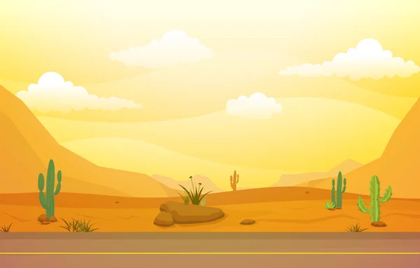 Prachtig Westers Desert Landschap Met Sky Rock Cliff Mountain Vector — Stockvector