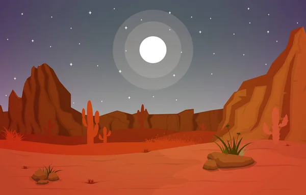 Beautiful Western Desert Landscape Sky Rock Cliff Mountain Vector Illustration — стоковий вектор