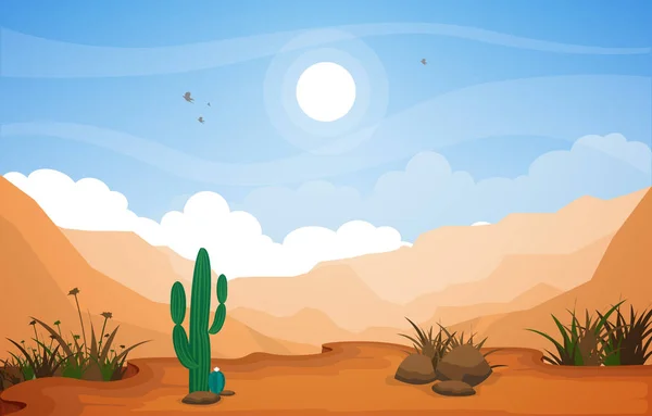 Западный Пустынный Ландшафт Вектором Горы Скай Рок — стоковый вектор