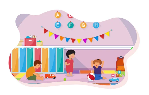 Jouets Pour Enfants Jardin Enfants Salle Classe Intérieur Enfants Mobilier — Image vectorielle