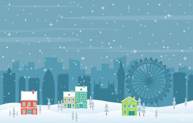 Londra Şehri 'nde Kış Karı Gökyüzü Simgesi ResimleriName