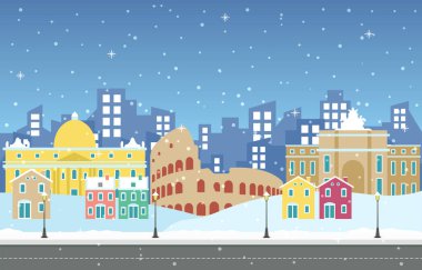 Roma Şehri 'nde Kış Karı Gökyüzü Simgesi Resimleri