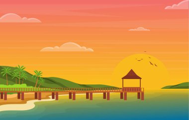 Tropikal Sahilde Tatil Palm Tree Yaz Manzarası