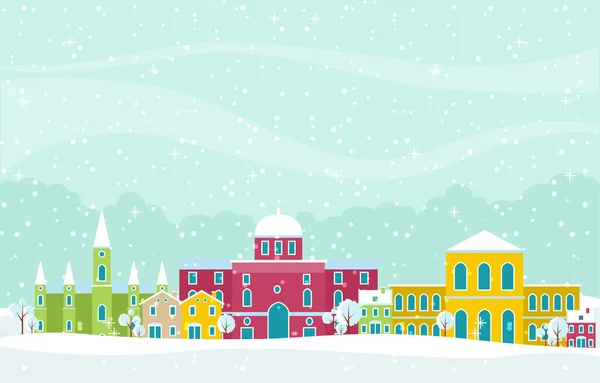 Nieve Invierno Ciudad Viena Paisaje Urbano Edificio Emblemático Ilustración — Vector de stock