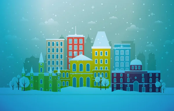 Nieve Invierno Ciudad Viena Paisaje Urbano Edificio Emblemático Ilustración — Vector de stock