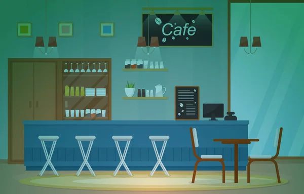 Modern Cafe Coffee Shop Interieur Meubilair Restaurant Flat Design Illustratie — Stockvector