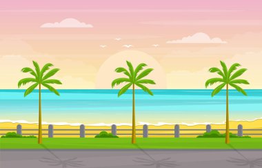 Tropikal Sahilde Tatil Palm Tree Yaz Manzarası